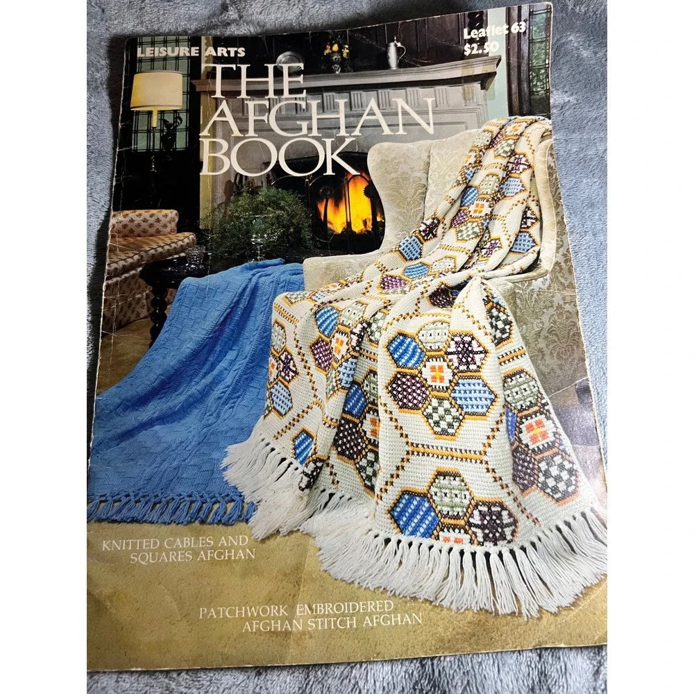 Leisure Arts The Afghan Book Leaflet 63 1975 Knit Crochet Pattern Book Vintage